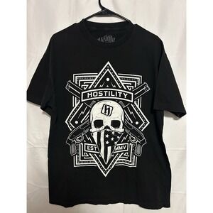 Hostility Y2K Grunge Streetwear Affliction Style Biker Black T-shirt Size Large
